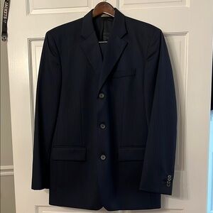 Banana Republic Navy Blue Pinstriped Suit